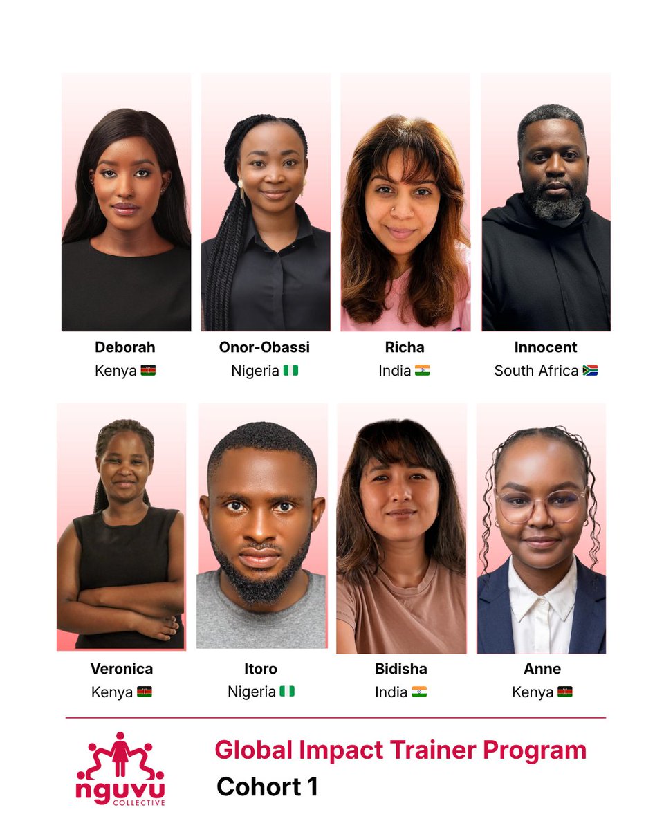 nguvucollective's tweet photo. We are excited to announce the inaugural cohort of our Global Impact Trainer program, drawn from our Collective in India, Kenya, Nigeria, and South Africa

Over the past 4 weeks, our apprentices have been sharpening their understanding of the #AccelerateImpact program https://t.co/qbWYBtZ9yT