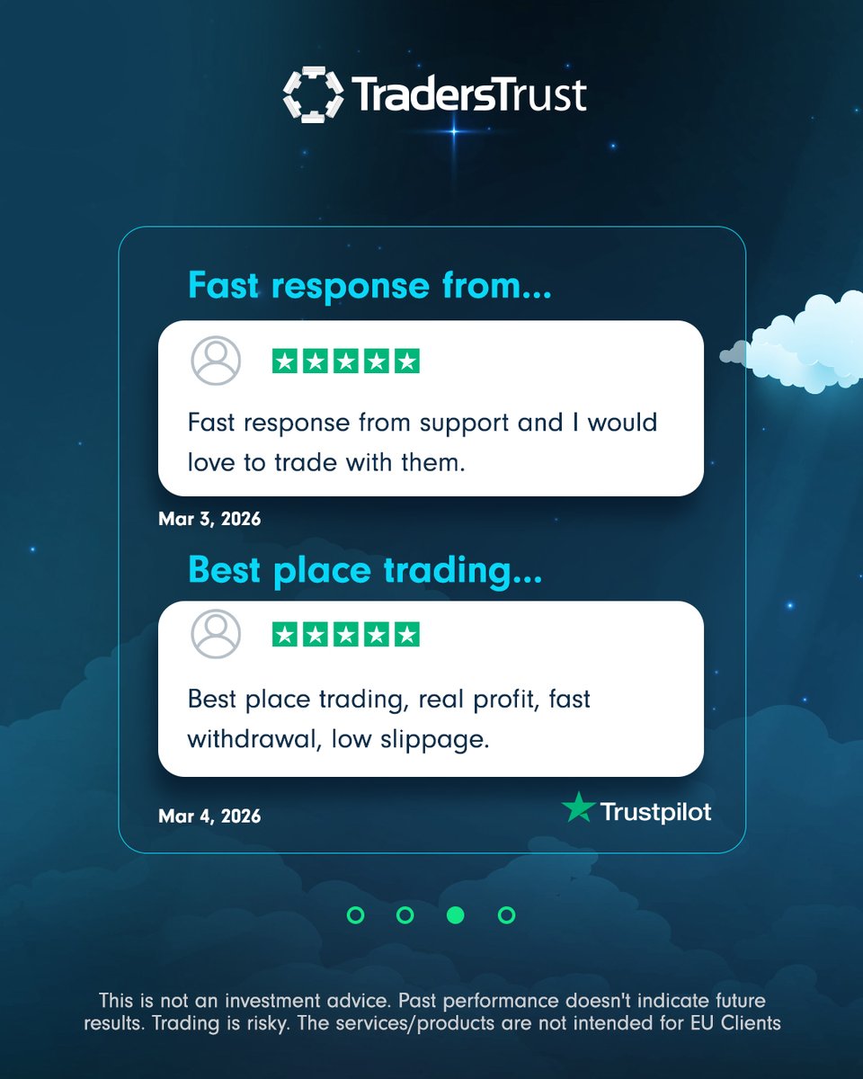 TradersTrustcm's tweet photo. ⭐⭐What Traders Trust Traders Say Matters⭐⭐
We appreciate every trader who takes the time to share their experience with our platform.

Your trust motivates us to keep delivering strong trading conditions.

Your feedback means a lot to us. We would appreciate it if you could leave a positive review: https://t.co/94WnTuTaPw

#trustpilot #traderstrust #positivevibes #review #traders