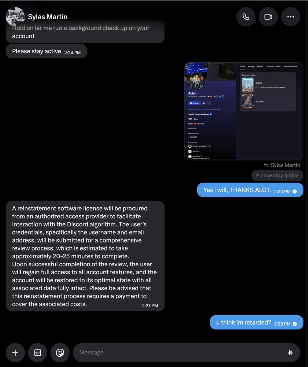 AnishBlox's tweet photo. dont trust this guy, i WAS SO FREAKING HAPPY thinking my account would be back, another loser. @discord @discord_support PLEASE HELP ME GET MY ACCOUNT BACK. https://t.co/Qkb6CrfV5U