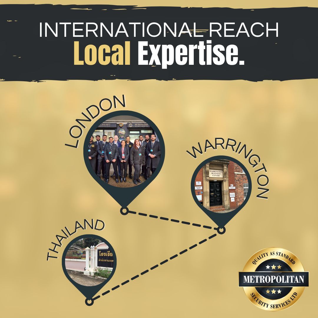 MetropolitanSS2's tweet photo. 🌍 INTERNATIONAL REACH. LOCAL EXPERTISE. TRUSTED SUPPORT.

📍 Head Office – London, England
📍 Regional Operations – Warrington, Cheshire
📍 Continued expansion into new regions across the UK
📍 International Office – Thailand

#MetropolitanSecurity #InternationalBusiness https://t.co/sbNSmrGlph