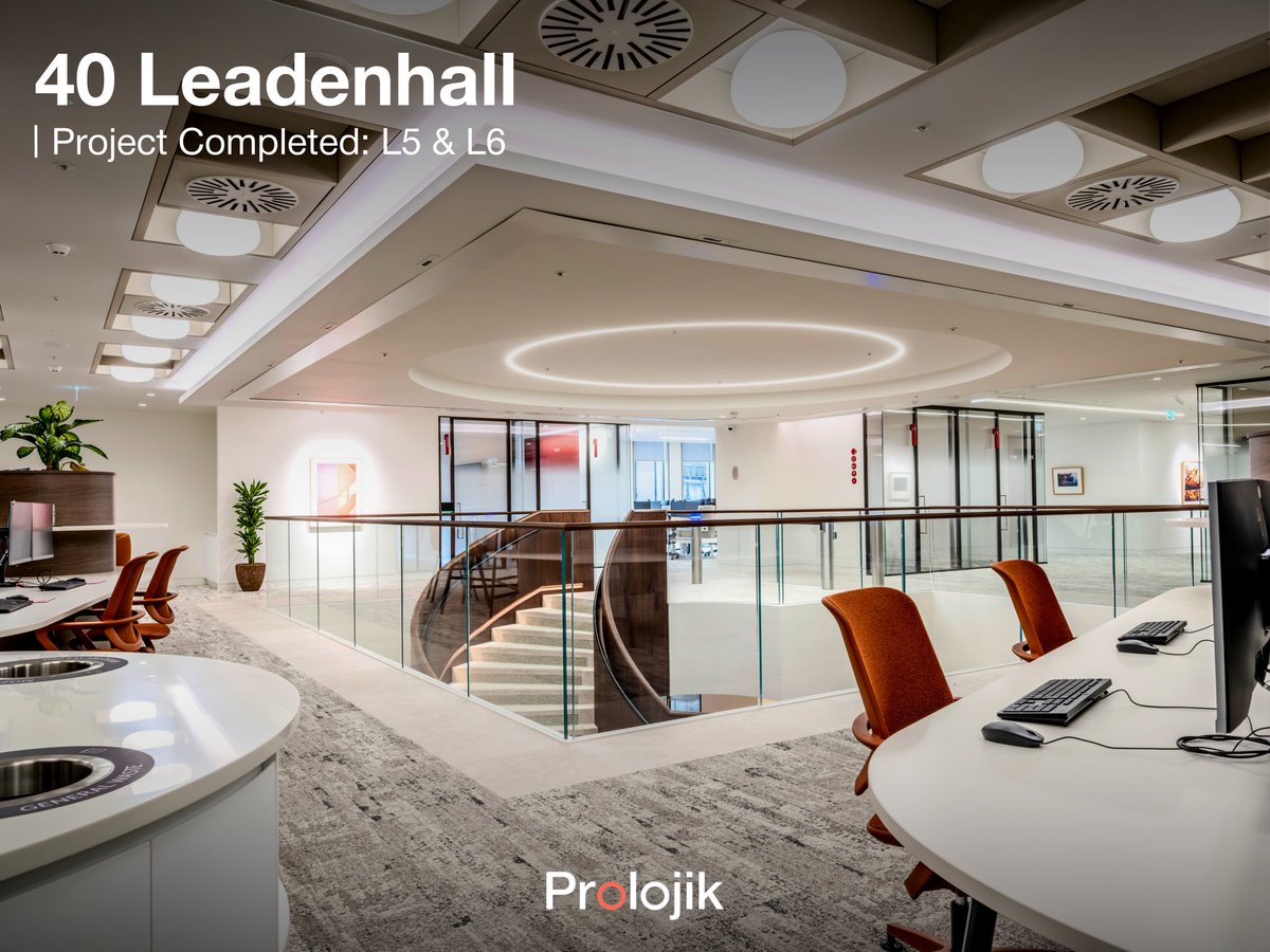 prolojik's tweet photo. Prolojik lighting controls at 40 Leadenhall – Levels 5 &amp; 6 

We are proud to have collaborated with Impact Building Services Limited &amp; a Global (re)Insurance Organisation on this fit out, creating a wellbeing focused commercial environment.

☎️ +44 (0)1494 515 100
 
#Prolojik https://t.co/YcQMkwBplC