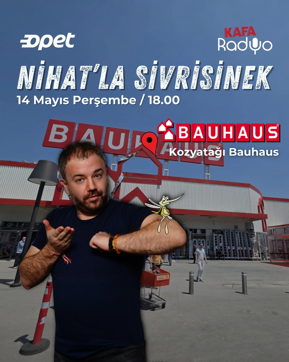 kafaradyo's tweet photo. 🎙Nihat’la Sivrisinek bu akşam Kozyatağı Bauhaus önünden saat 18.00 itibarıyla canlı yayınla sizlerle! 🦟📻
📍İçerenköy, Çayır Cd No:1A, Ataşehir/İstanbul
@nihatsirdar @RadyoSivrisinek
#işbirliği https://t.co/eV2lIfH9cJ