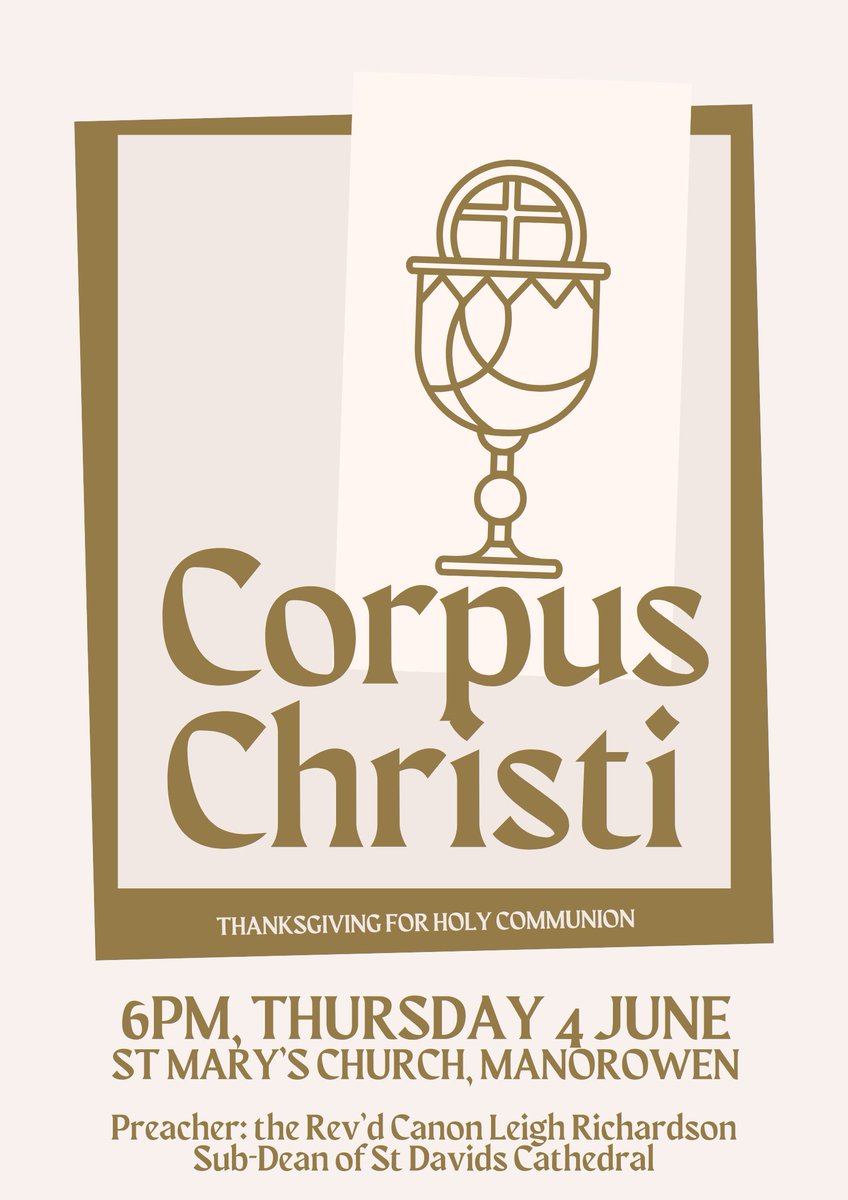 StMaryFishguard's tweet photo. Save the date! #CorpusChristi at St Mary's, Manorowen
We are really looking forward to welcoming Canon Leigh Richardson, Sub-Dean of St Davids Cathedral to be our preacher. All are welcome! https://t.co/CZouHdWTLz