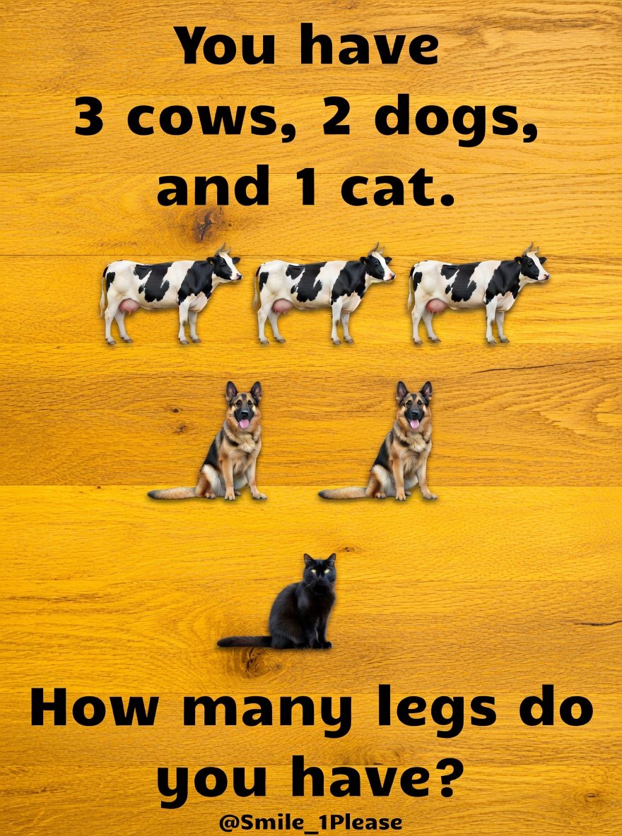 Smile_1Please's tweet photo. How many Legs do you have??? https://t.co/eLvkXWqd8N