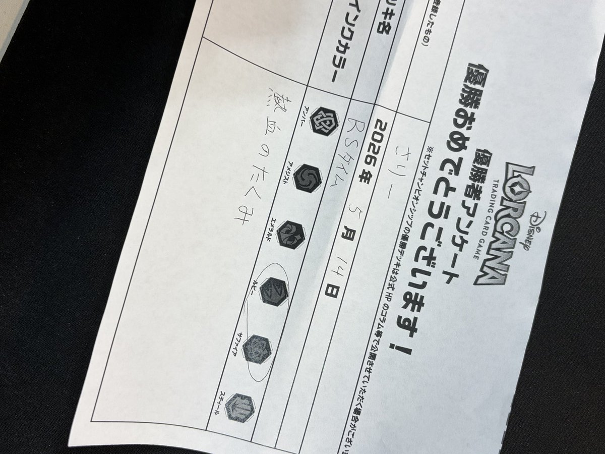 優勝カード！おまけ ロルカナセットチャンピオンシップ👑 参加人数8名 優勝は「さりー