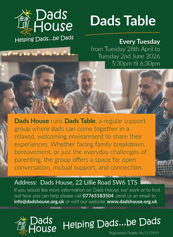 dadshouseuk's tweet photo. Dad's House. 

Dad's Table Every Tuesday evening helping dads with  practical support when facing #familybreakdown #bereavement #isolation , #loneliness &amp; so much more.
#singledads #mentalhealth #parents
#talk #menshealth #wellbeing #nutrition 
https://t.co/lSAdACGUjV https://t.co/sSPuovuzQX