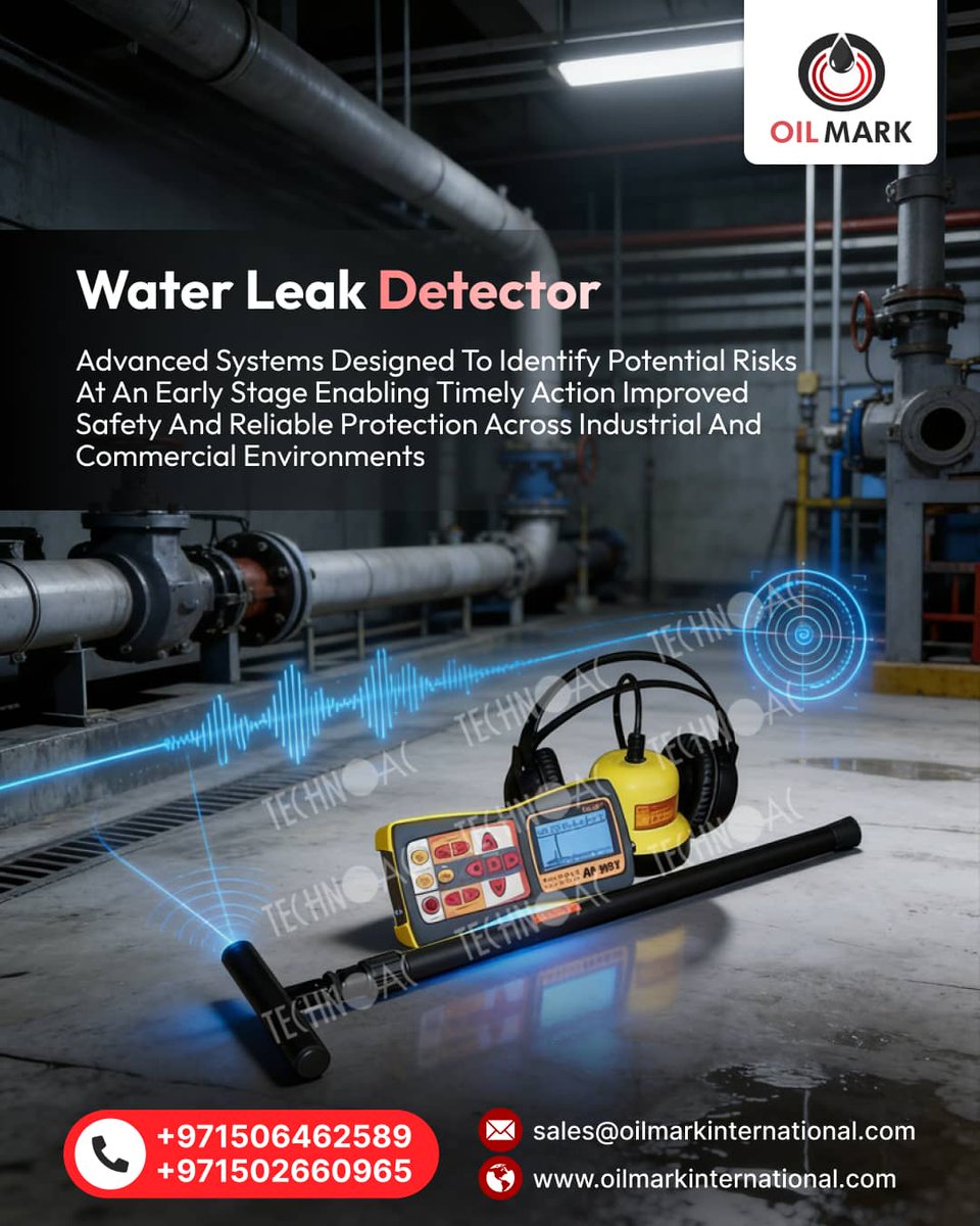 OilmarkInt's tweet photo. 💧Oil Mark's Water Leak Detector uses advanced technology to identify risks at an early stage 

✅ Early Stage Detection
✅ Timely Risk Identification
✅ Improved Safety &amp; Reliable Protection

🌐 https://t.co/lRa0uIPm66
#OilMark #WaterLeakDetector #LeakDetection #IndustrialSafety https://t.co/39qTfTtAkx