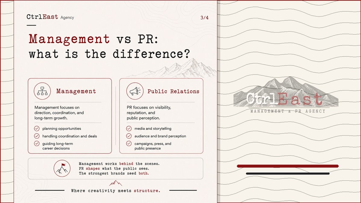 CtrlEastHQ's tweet photo. CtrlEast Agency starts here.

Management gives direction.
PR shapes visibility.
Governance protects creativity.
Structure turns potential into momentum.

Built for talent, brands, and creative projects growing from East Africa outward. 

#CtrlEastAgency #EastAfricanTalent https://t.co/Mln7vJNwu8