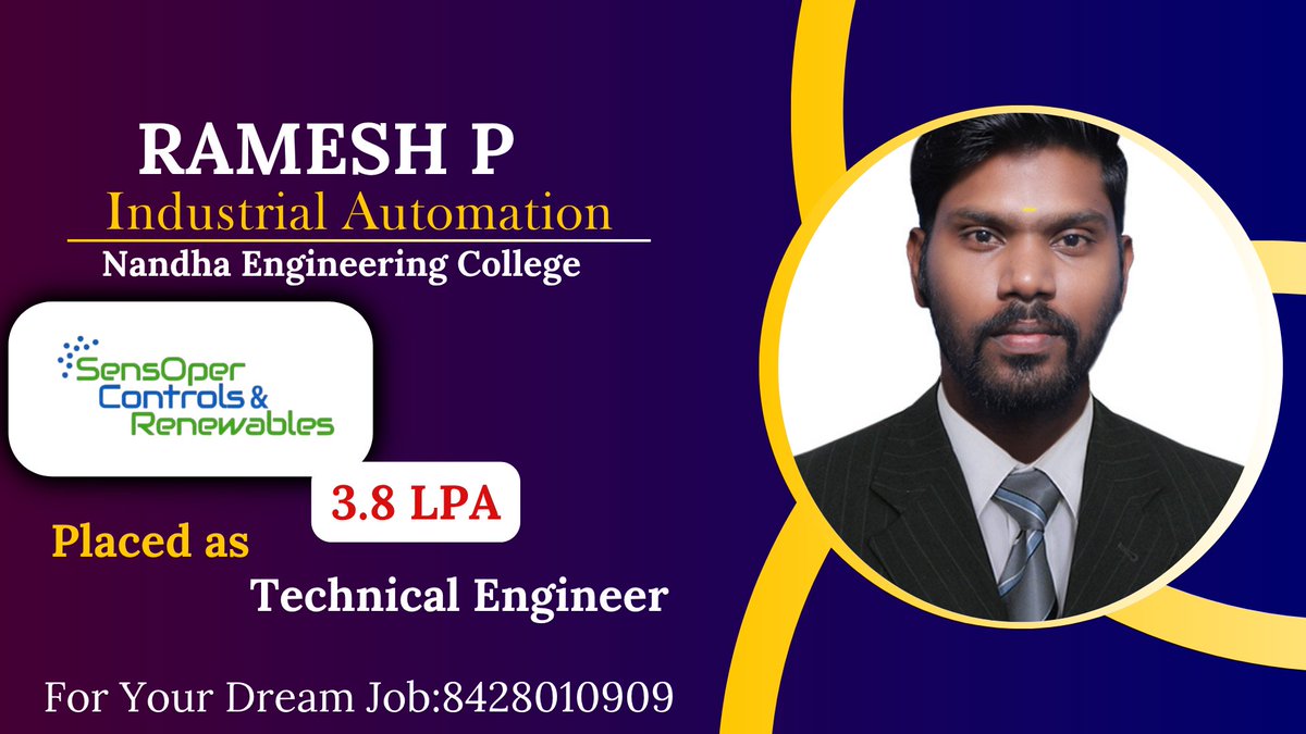 SkimitarAcademy's tweet photo. 8 months unemployed → Automation Engineer in 38 days 🔥

Ramesh P. | B.E. EEE | Erode
✅ ₹3.6 LPA
✅ Manufacturing firm, Coimbatore
✅ PLC training @ Skimitar Hindusthan

Admissions open. 40% scholarship.
📞 8428010909 | https://t.co/RHYdls1BBH

#PLCTraining #AutomationCareer https://t.co/EVyA0rcwg9