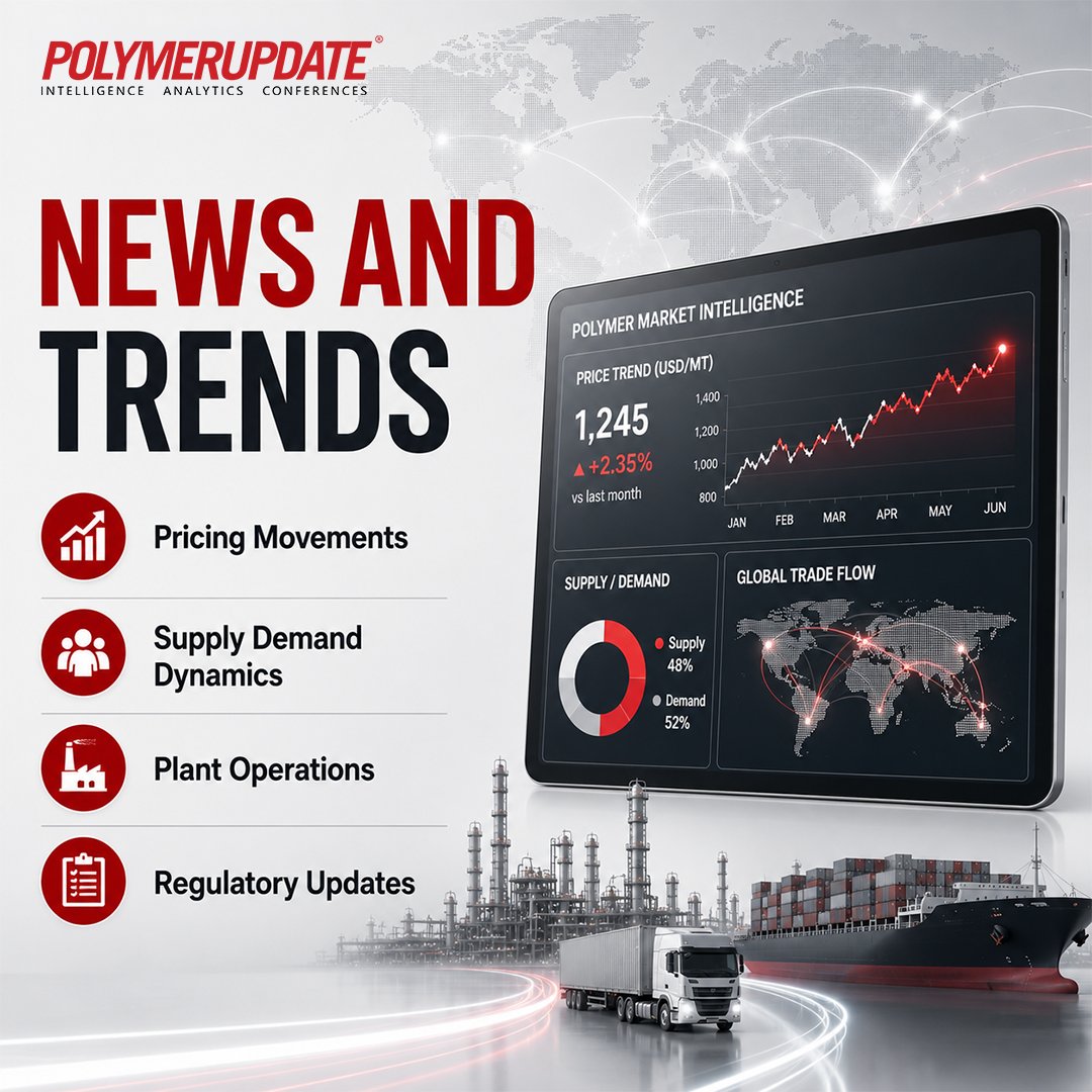 POLYMERUPDATE's tweet photo. Stay ahead of polymer market movements 📊

Every pricing movement. Every supply shift. Every regulatory change.
These aren't just news items; they're business decisions waiting to be made.

Here's what Polymerupdate News delivers:

→ AI-Powered Global News: Polymer market latest updates
→ Verified Price Assessments: Pricing across all major polymers (PET, PVC, PS, ABS, & many more)
→ Supply & Demand Intelligence: Understand what's driving scarcity and opportunity
→ In-Depth Market Analysis: The "why" behind the "what."
→ PolyGuru Podcast: Expert insights on trends reshaping your industry
→ Category-Wise Coverage: SEA markets, Europe, Asia & more—regional clarity for your strategy

Your competitors rely on headlines. You'll rely on data + clarity.

Ready to see your market differently?
Explore Polymerupdate News → https://t.co/0PbCUgoy4k

#Polymerupdate #PolymerNews #MarketIntelligence #Petrochemicals #PriceIntelligence