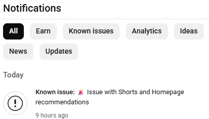 genome005's tweet photo. @TeamYouTube @YouTubeCreators 
It's been 10 hours and the issue remains, videos aren't appearing in recommendations yet https://t.co/dG1R31A3W1