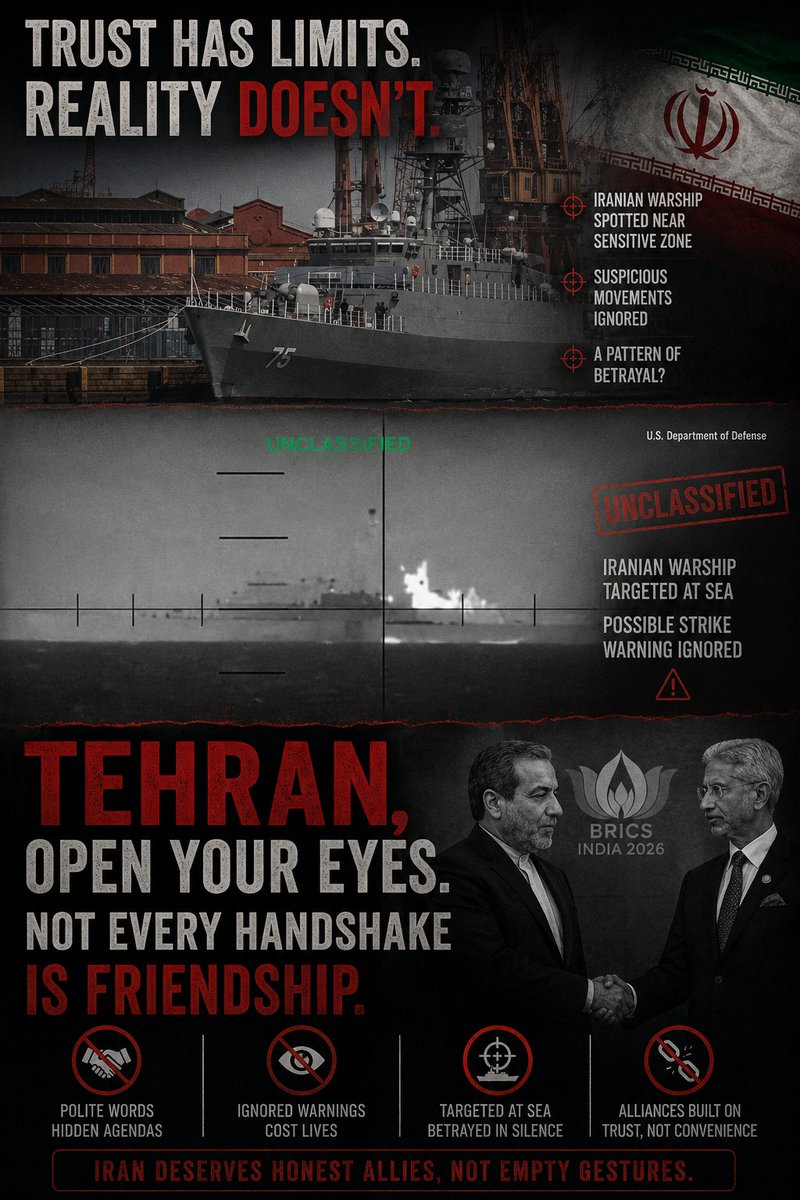 senehax's tweet photo. Trust cannot survive on symbolic handshakes alone.
Tehran deserves allies who stand firm in difficult times — not selective diplomacy and silence when it matters most.
Not every partnership built on convenience reflects true friendship. #Iran #BRICS #Geopolitics #Tehran https://t.co/tJnojAcVdm