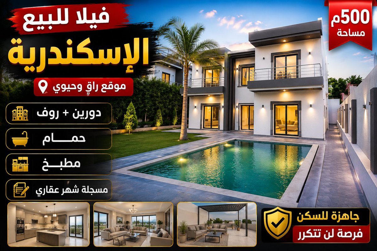 apartmentseg's tweet photo. فيلا فاخرة للبيع في الاسكندرية 500م دورين وروف وحمام سباحة وحديقة الترا سوبر لوكس مسجلة شهر عقارى للتواصل فون او واتس اب 00201553485337 #عقارات #الاسكندرية #فيلا #شقق #مصر #للبيع https://t.co/sOJn3YK5ec