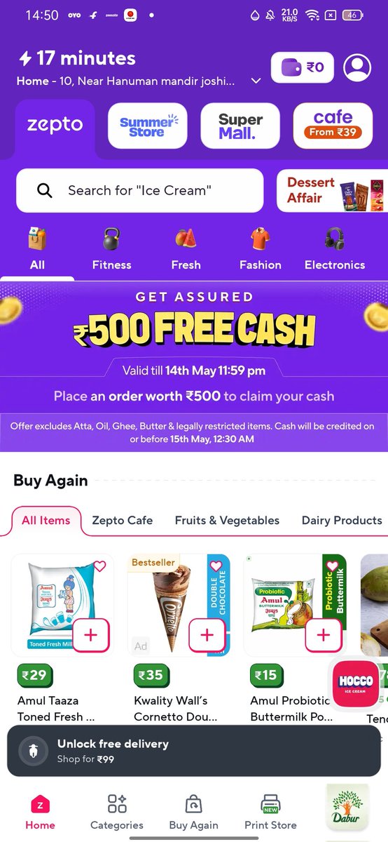 VinodRe11862's tweet photo. I ordered more than Rs 500 but this amount not credited @zeptocares @ZeptoNow https://t.co/9X3bkSbuMg