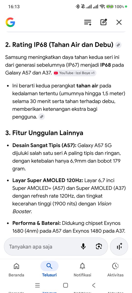 slvndhsry's tweet photo. @samsungID Fitur unggulan Samsung Galaxy A57 5G &amp; A37 5G yaitu kemampuan nightography yang menghasilkan foto/video jernih di kondisi minim cahaya dan daya tahan air dengan sertifikasi IP68 serta tahan terhadap debu. 

#GalaxyA57 5G #GalaxyA37 5G #SemuaBeraniAwesome #GalaxywithPKA 💙 https://t.co/k2sTyz80HF