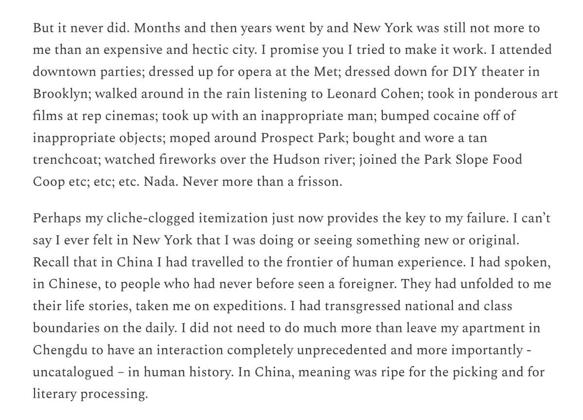 nosilverv's tweet photo. Fascinated by this article: the author seems to process life primarily as fodder for her writing: life's secondary to writing — primary. The object of life becomes to have hitherto uncatalogued experiences that the author will then catalogue. A sort of self-designed hamster wheel https://t.co/VDwWWR9hKz