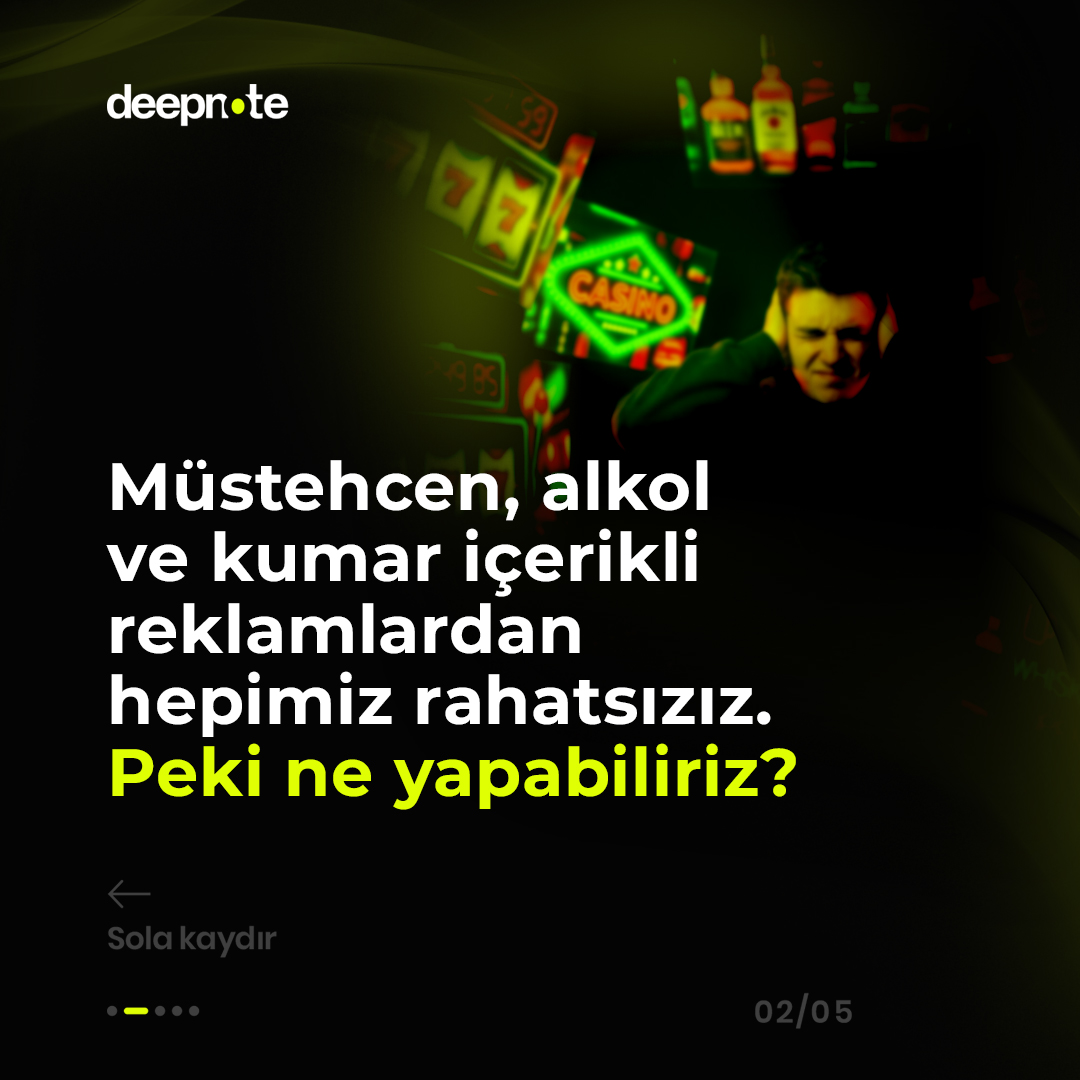 deepnoteYT's tweet photo. Bugün dijital dünyada müstehcenlik, kumar ve alkol içerikli reklamlarla her yerde karşılaşıyoruz.

Peki sadece rahatsız olup geçecek miyiz?

Bu reklamlar Reklam Kurulu’na şikayet edilebiliyor.

Dolu Dizgin Derneği’nin başlattığı Temiz Reklam Seferberliği kapsamında; dijital reklamların linkini, fiziki reklamların ise fotoğrafını ve markasını derneğin mail veya Instagram adreslerine iletebilirsiniz.

Üstelik yapılan şikayetler sonuçsuz da kalmıyor.

Detaylar için kaydırın.