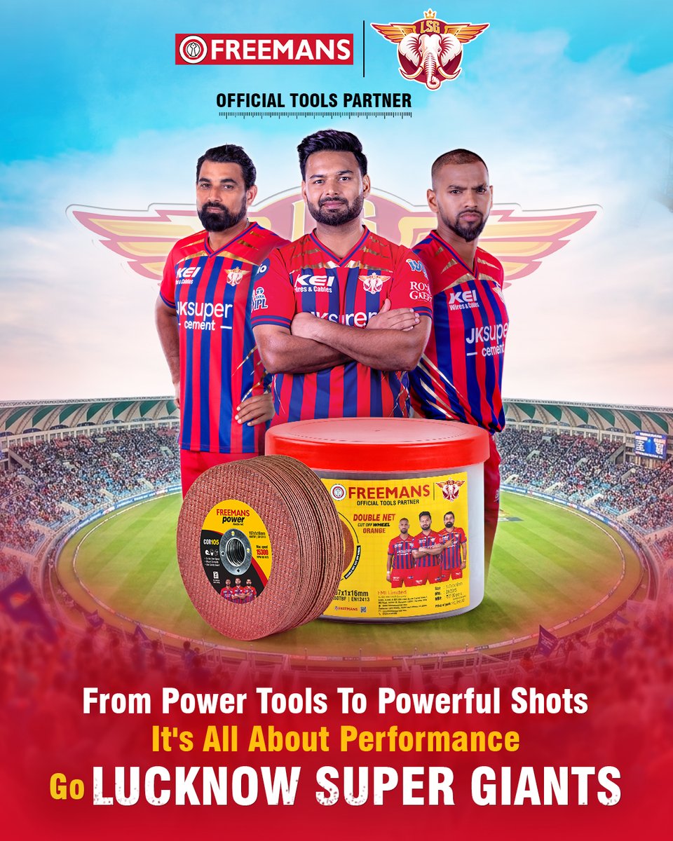 freemans_fmi's tweet photo. From power tools to powerful shots — it’s all about performance.
Go Lucknow Super Giants! 💙🏏 #PowerUpWithFREEMANS #FREEMANS #FMILTD https://t.co/hGUSbHsXf9