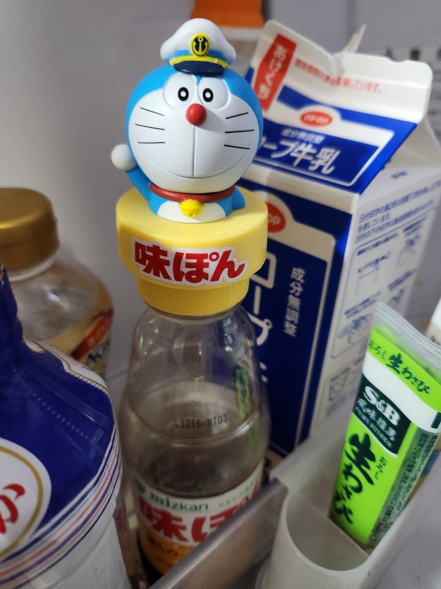 朝、冷蔵庫あけたらドラえもんいた。笑 #ドラえもん #味ぽん