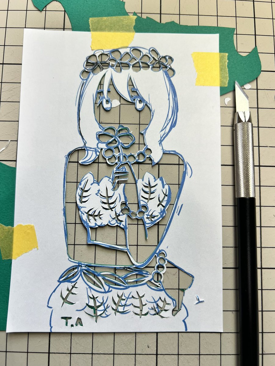 「どうやって切り絵をやってるのかと何人かの人に聞かれたので。 デジタルで描いた下書」|青木俊直:Toshinao Aokiのイラスト