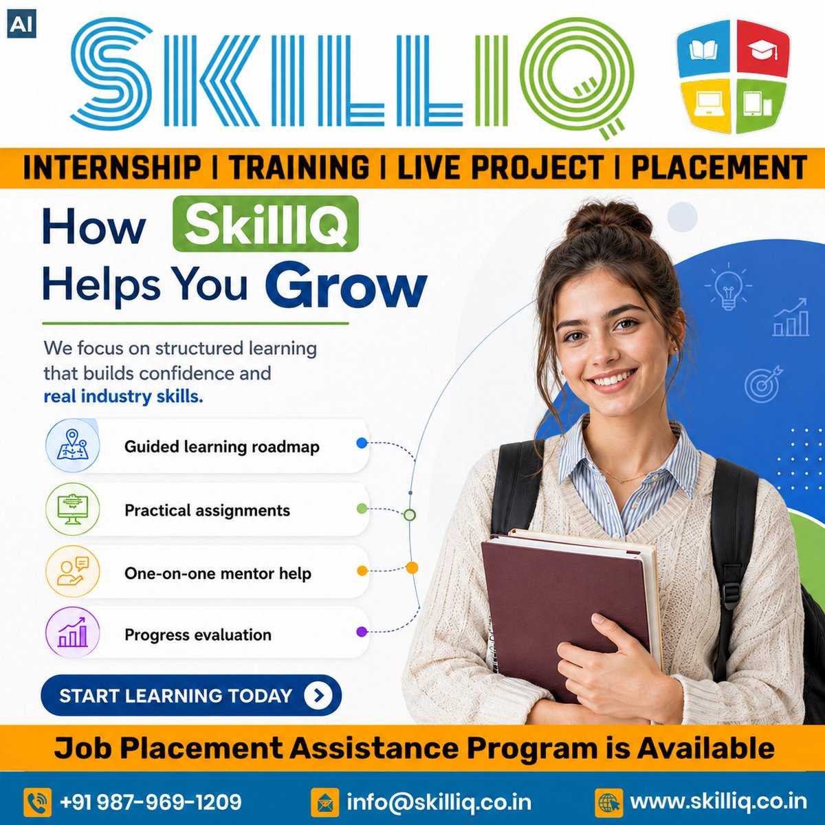 SkillIQCourse's tweet photo. Build real industry skills with SkillIQ 
Internship &amp; Training
Live Projects
Mentor Support
Placement Assistance
Learn with practical experience &amp; become job-ready for your future career.
+91 987-969-1209
#SkillIQ #Internship #CareerGrowth https://t.co/H0wzblBEiN