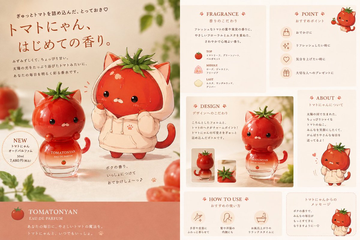 Kawaii Tomato Cat Perfume Flyer