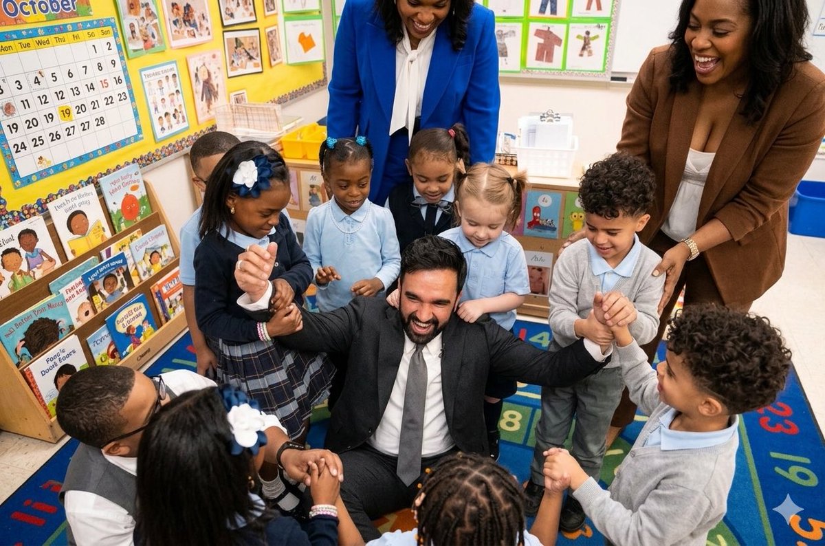 realpettymayo's tweet photo. Zohran Mamdani announces plans to direct $122 million into New York City public schools, hiring 1,000 more teachers. https://t.co/7TJozxlwTT