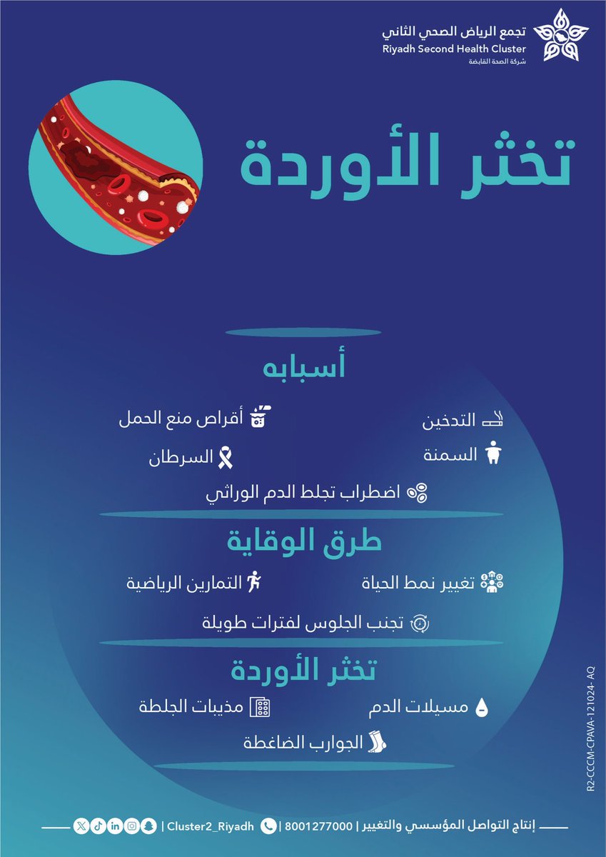 ArabicBest's tweet photo. النشاط البدني وتجنب الجلوس لفترات طويلة من أبرز الخطوات الوقائية للحد من خطر تخثر الأوردة https://t.co/Yh7u8uQUoX