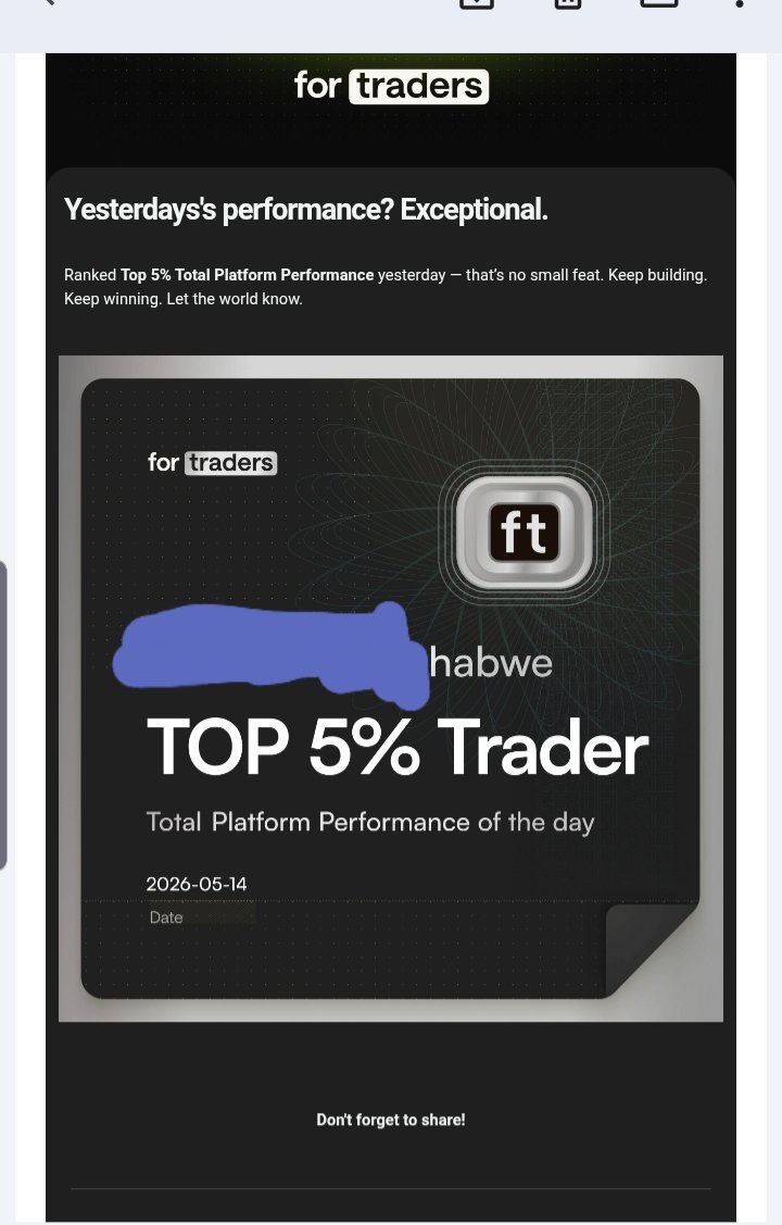 Habweone's tweet photo. https://t.co/Y4ydnecYQb
TOP 5% Trader 🏆

@fortraderscom
@jakub_ceo
14/05/2026

Process > Outcome https://t.co/u78b8CLBlj