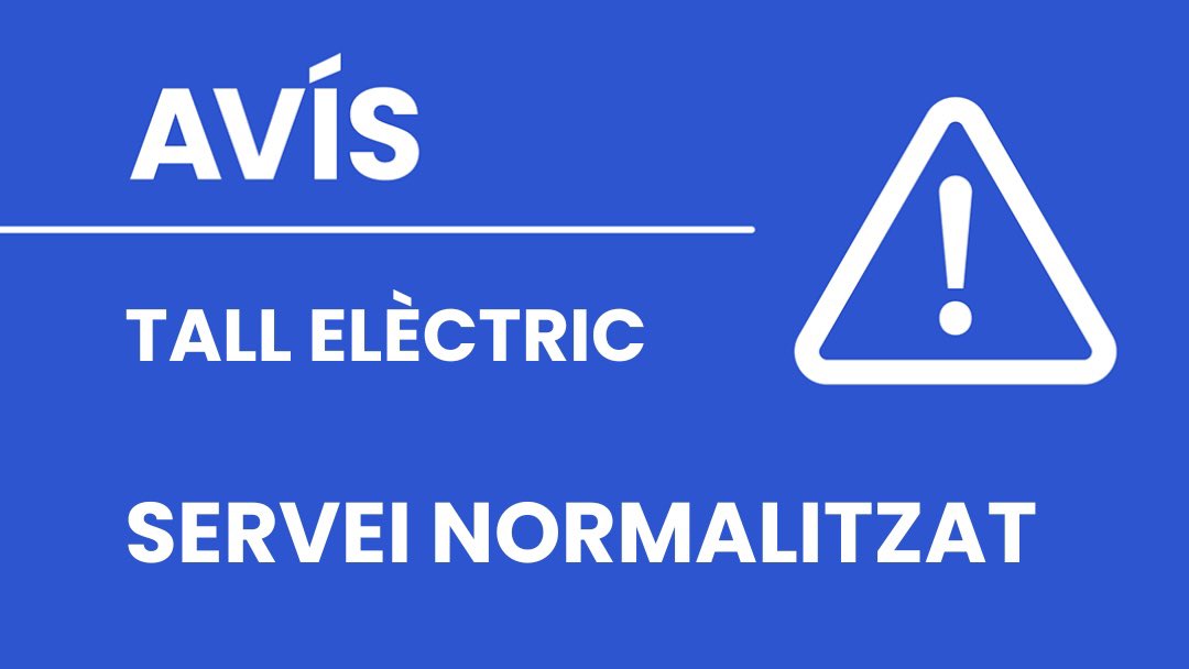 AjSantBoi's tweet photo. El tall de subministrament elèctric d’aquest matí a Sant Boi ja s’ha resolt i el servei està normalitzat.
👉 https://t.co/4ix0QJEhaz #avís #tallelèctric #santboi @PCSantBoi https://t.co/pKb0SCvckV