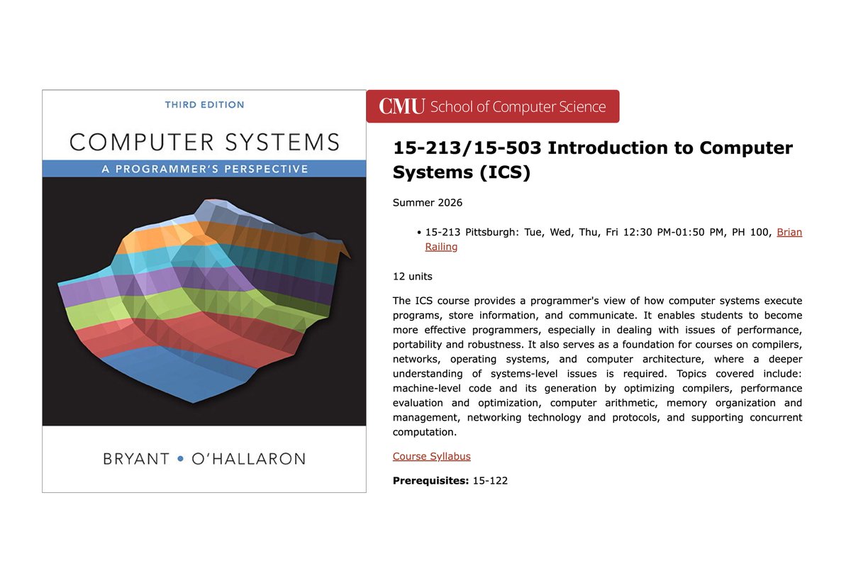 Introduction Computer Systems Cmu Another great addition to learning the foundations: Introduction to ...