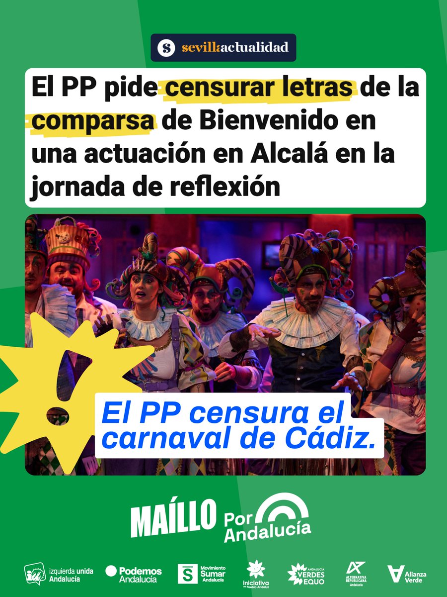 PorAndaluciaOrg's tweet photo. Así es la libertad del PP: amordazar la voz de nuestra tierra. Un ataque a la libertad de expresión que nos devuelve a los tiempos más oscuros del franquismo. https://t.co/sJooGnYZWT