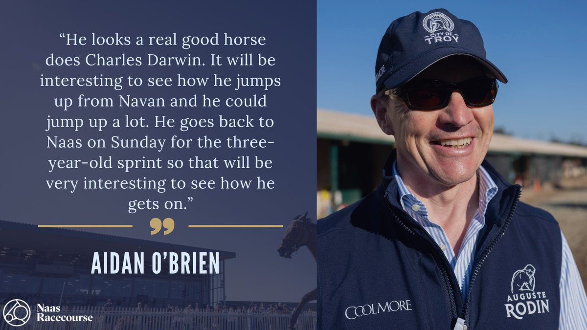 NaasRacecourse's tweet photo. “Aidan O’Brien’s star colt Charles Darwin heads to Naas Racecourse this Sunday for the Royal Ascot Trials &amp; Family Fun Day 🐎✨ , with all eyes on the exciting prospect as he bids to land a remarkable fifth consecutive victory .” 🐎🔥 https://t.co/8Envax39z3