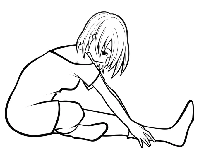 本日の下描きと線画 今日も暑かったですなぁ (*'Д`*) #一次創作 #イラスト