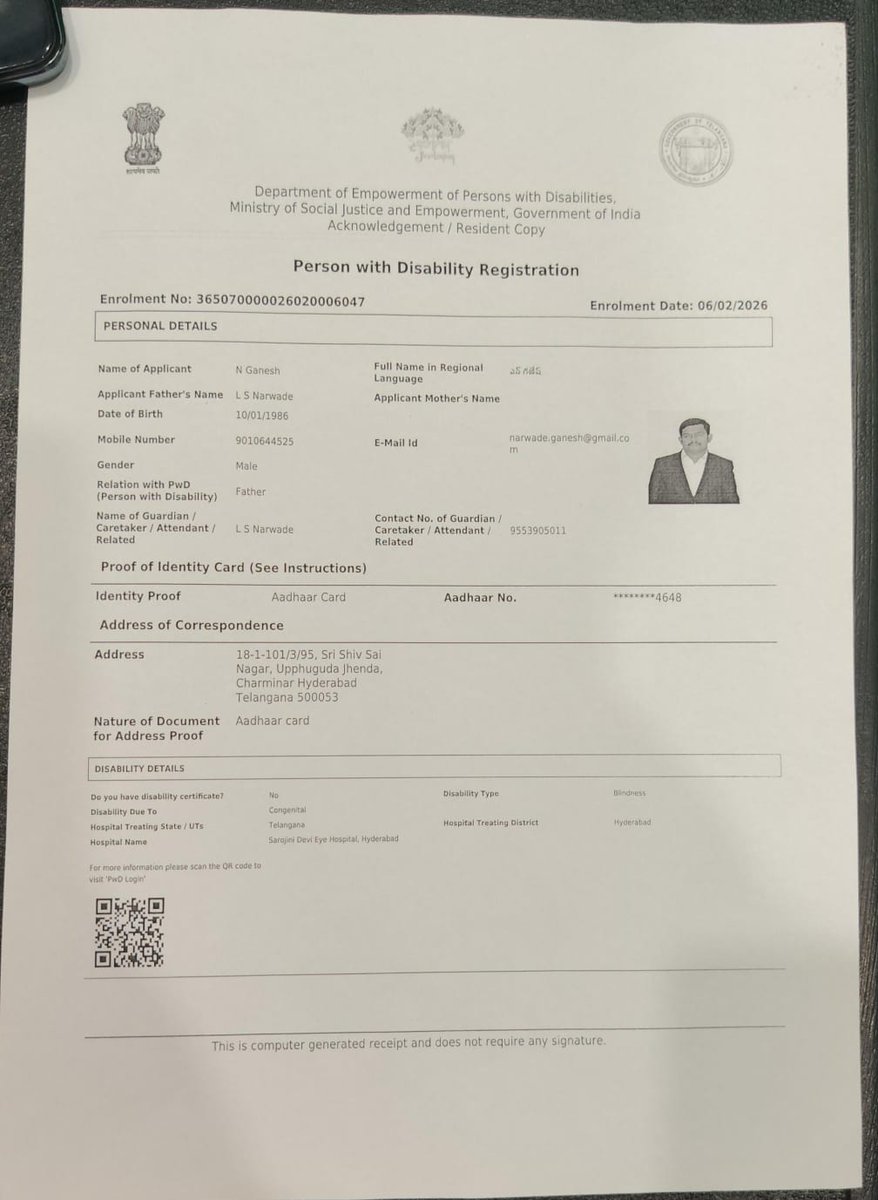 CmaNarwade's tweet photo. @MSJEGOI @SocialJusticeGoI My UDID card shows "Dispatched" From 3 Months on the UDID Swavalamban portal, but I haven't received it yet. Customer care numbers aren't working. Could you please guide whom to approach? Requesting help to get the card at the earliest. Thank you. https://t.co/wAoqLwZlff