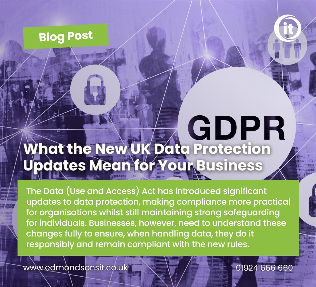 EdmondsonsIT's tweet photo. In our latest blog, we break down what the new updates to GDPR mean for businesses and what steps you should be taking to stay compliant.

You can read the full blog post here: https://t.co/WUPYux2pAP

#EdmondsonsIT #GDPR #DataProtection #CyberSecurity #BusinessIT #UKBusiness https://t.co/cFSEMur86M