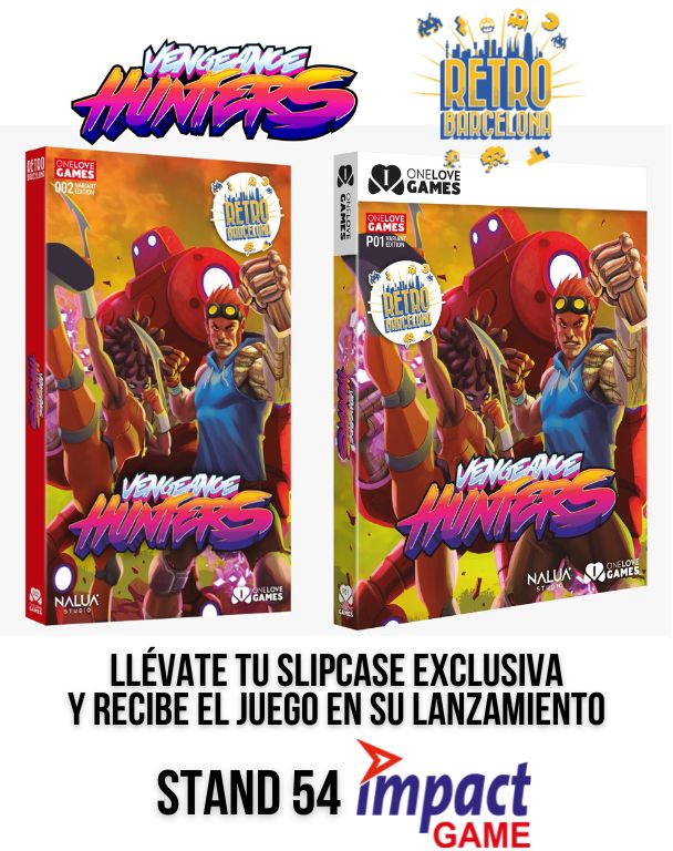 OneLoveGames's tweet photo. En respuesta a una pregunta que nos estáis haciendo: VENGEANCE HUNTERS abrirá reservas pronto, y los que compréis las Ediciones Limitadas de @InakiMiranda en @RetroBarcelona os llevaréis físicamente la slipcase exclusiva y recibiréis el juego en cuanto salga a la venta. https://t.co/UI6Tnm2UpY