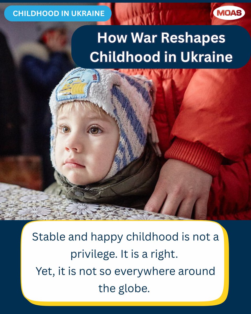 moas_eu's tweet photo. 🧒 Behind every statistic is a child whose childhood has been interrupted.  

📚Displacement, lost learning, trauma, and danger are shaping the lives of Ukraine’s children. 💛💙 

#HumanitarianAction #HumanStories #HumanRights #MOAS #Ukraine #ChildrenInWar #EducationInCrisis https://t.co/c8lorJt9B2