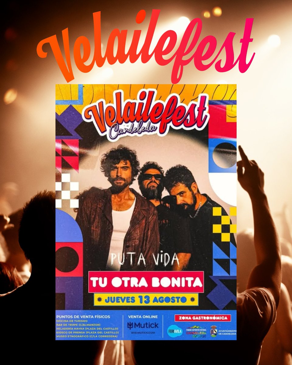 Feri_Avila's tweet photo. El verano sabe a Candeleda y suena a #Velailefest. 🎤🔥 Prepara tus zapatillas y tus ganas de disfrutar. ¡Agosto nos espera en el Valle del Tiétar! https://t.co/q13fY7a1nV #gredos #Ávila #valledeltietar #festival https://t.co/nNwPcHkooL