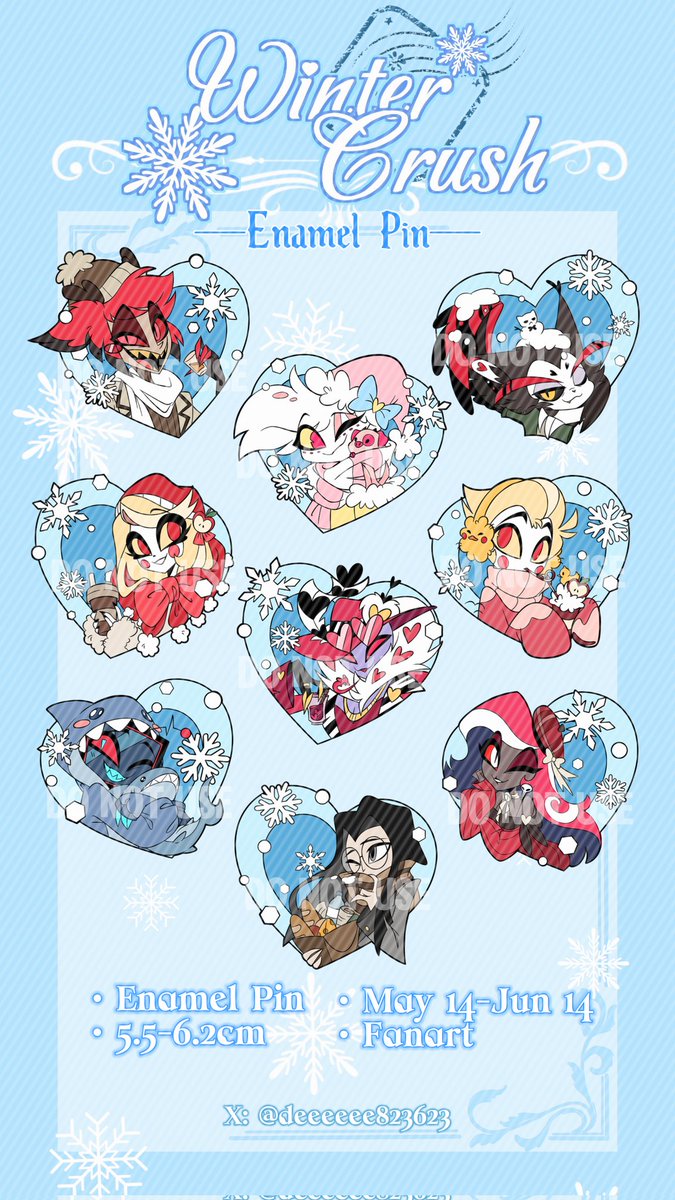 deeeeee823623's tweet photo. Winter Crush❄️❤️
I know, I know, it‘s almost summer now....... But who says we can’t enjoy winter now!
https://t.co/4nZuhQdR2x
#HazbinHotel #HazbinHotelfanart #alastor #husk #angeldust #Lucifer #Charlie #vees #pendleton #vox #velvette #val https://t.co/0Om2M3JoAb