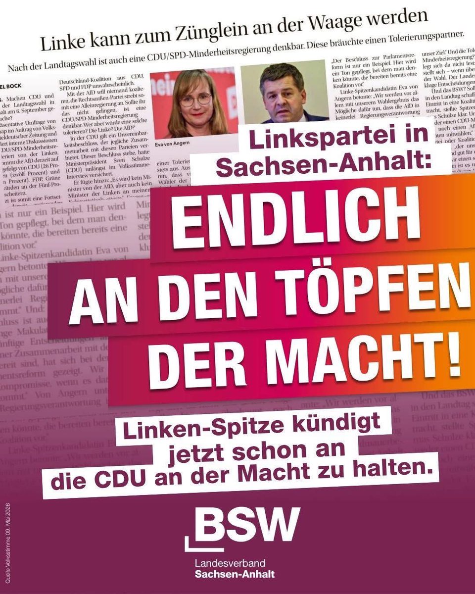 Norman1979Wolf's tweet photo. Die beste Lebensversicherung für @dieLinke ist die AfD. Das BSW wird hingegen die katastrophale Politik der Alt-Parteien nicht noch unterstützen, nur um einen AfD Ministerpräsidenten zu verhindern. Dann lieber wechselnde Mehrheiten für echte Demokratie nutzen. #nurnochbsw https://t.co/lSxHvjs9by