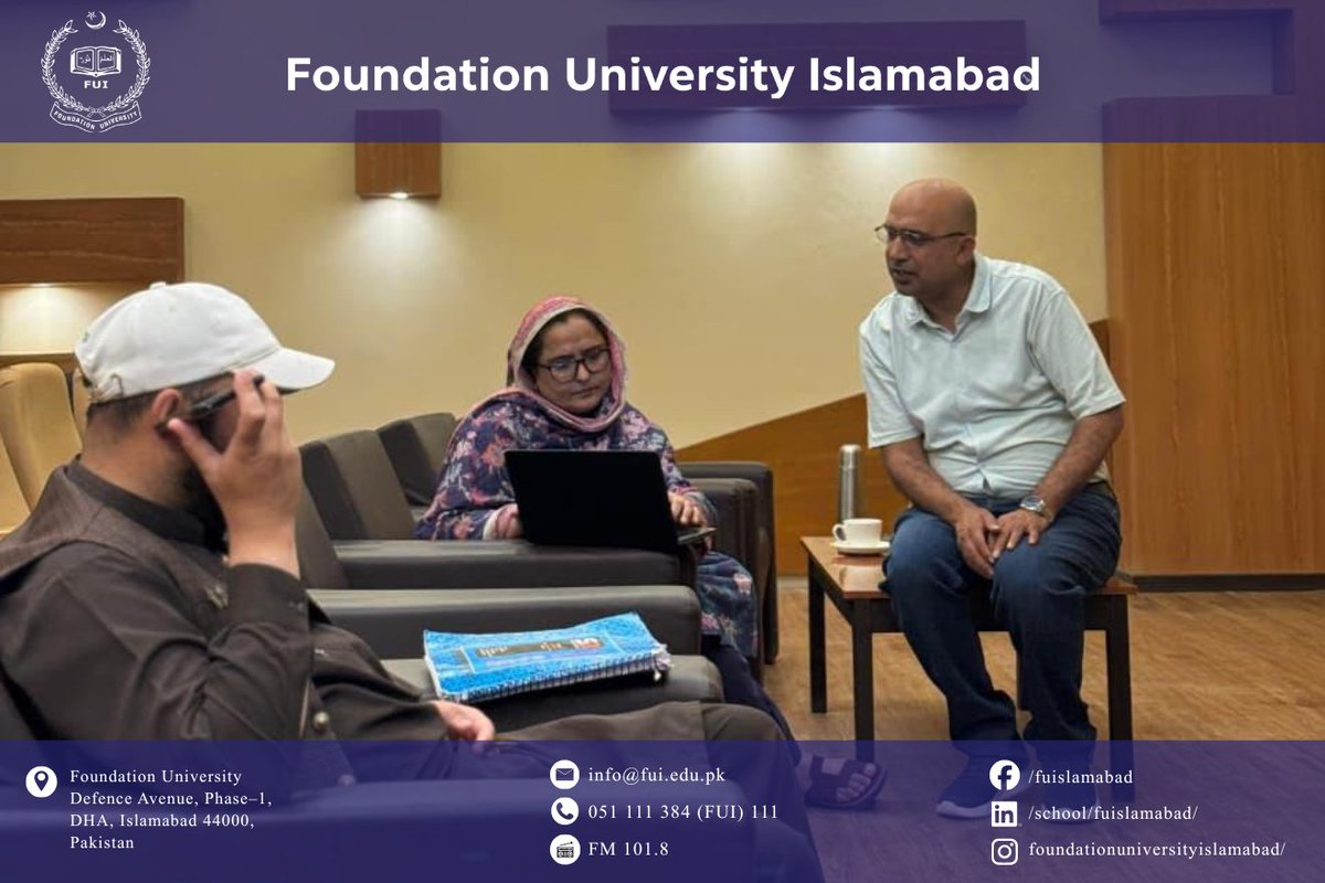 fuislamabad's tweet photo. Workshop on Corpus Linguistics
The Department of English, FUSST, organized a workshop on Corpus Linguistics on May 6, 2026, conducted by Dr. Ameer Sultan, Assistant Professor at the Centre for Language Teaching (CLT), International Islamic University Islamabad.

#FUI #FUSST https://t.co/T8xnIPfr67