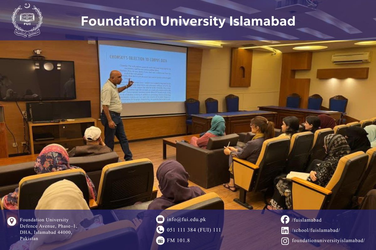fuislamabad's tweet photo. Workshop on Corpus Linguistics
The Department of English, FUSST, organized a workshop on Corpus Linguistics on May 6, 2026, conducted by Dr. Ameer Sultan, Assistant Professor at the Centre for Language Teaching (CLT), International Islamic University Islamabad.

#FUI #FUSST https://t.co/T8xnIPfr67