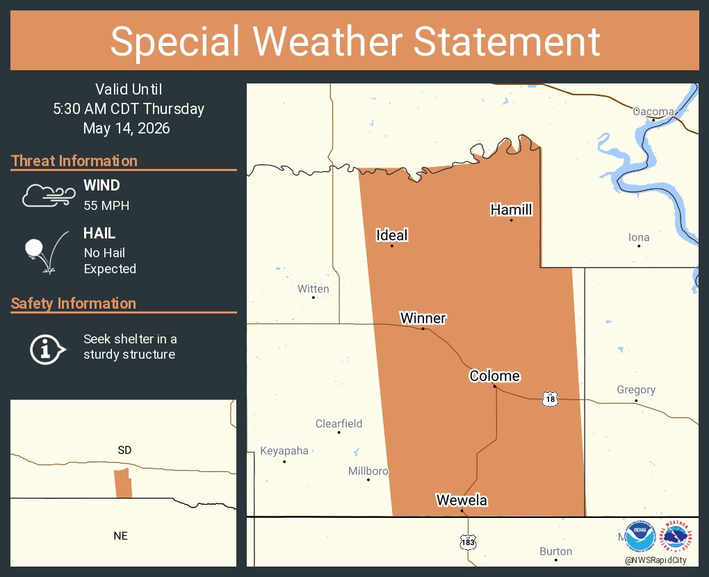 A special weather statement has been issued for Winner SD, Colome SD ...