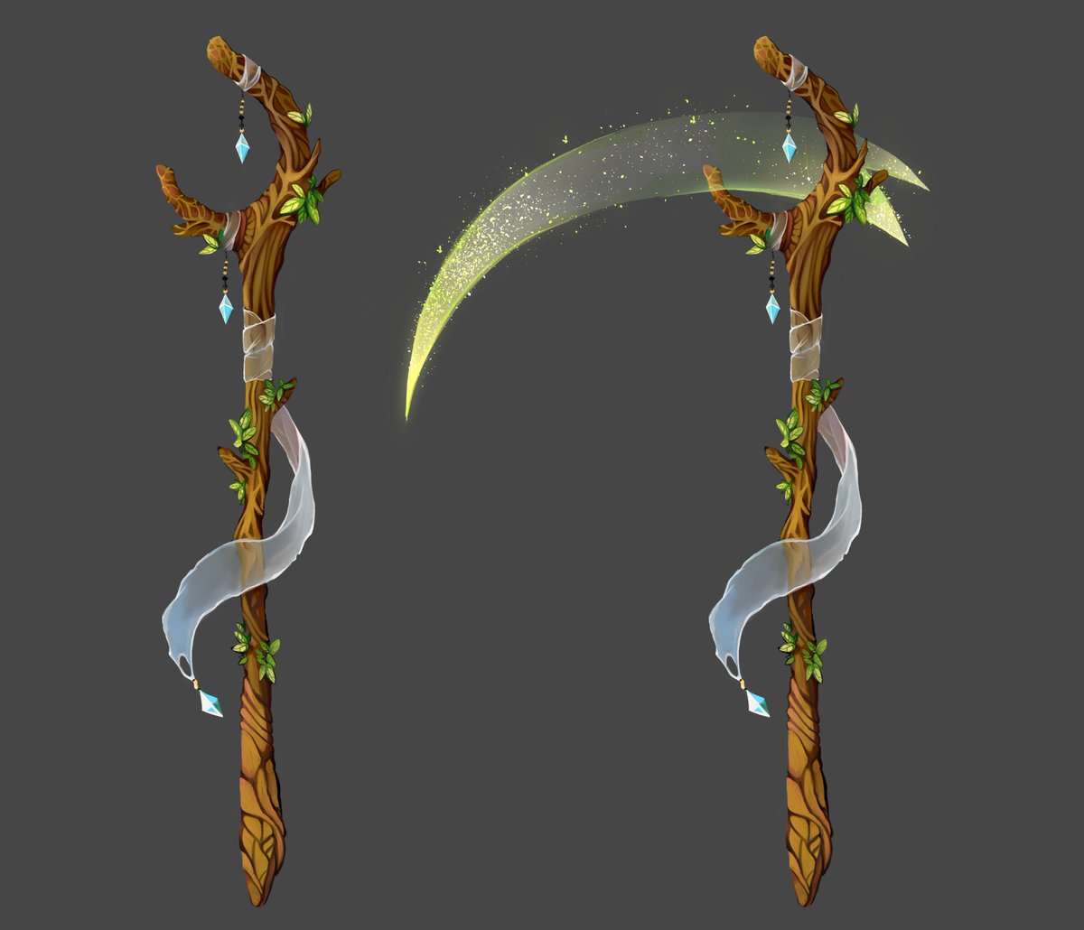 MORIKOMAE's tweet photo. Thank you @/dearalive on VGEN for my weapon design!
︵‿︵‿୨🐉୧‿︵‿︵
🌞By day, a simple staff
🌙By night, the fireflies of the night form the shape of a scythe
Not a weapon to hurt, but a weapon to protect
︵‿︵‿୨🐉୧‿︵‿︵
#ENVtuber #weapondesign #scythe https://t.co/A476tMszGv