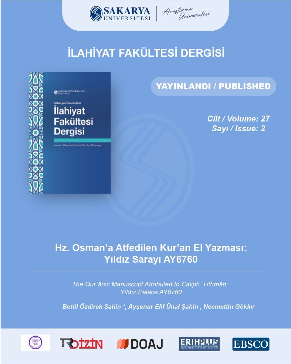 SAÜ Bilimsel Dergiler Koordinatörlüğü tweet media