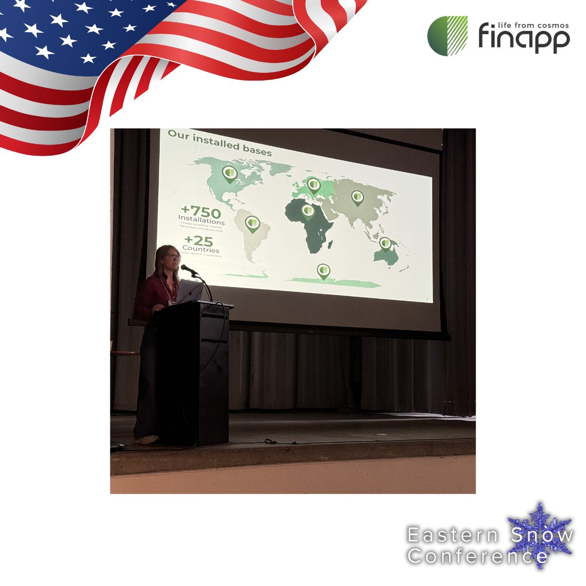 Finapptech's tweet photo. Finapp was proud to participate in the Eastern Snow Conference 2026, one of the leading international events dedicated to snow, hydrology, and environmental monitoring.

During the conference, we presented our Snow Water Equivalent (SWE) monitoring solution based on Cosmic Ray Neutron Sensing (CRNS) technology, showcasing how non-invasive and real-time measurements can support more accurate snowpack monitoring at large scale and in depth.

Our technology enables continuous SWE monitoring with spatially representative data, helping researchers, utilities, and environmental agencies improve water resource management, forecasting, and climate resilience strategies.

It was a great opportunity to exchange ideas with experts from around the world and discuss the future of environmental monitoring and snow hydrology.

#Finapp #CRNS #SnowWaterEquivalent #SWE #EnvironmentalMonitoring #ClimateTech #Hydrology #SnowMonitoring #WaterManagement #EarlyWarningSystem