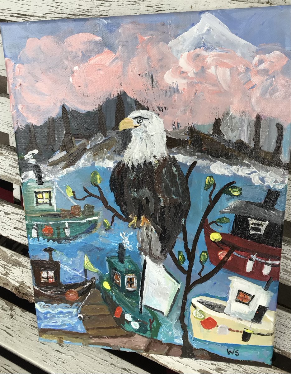 scribbledapollo's tweet photo. This one, the Eagle Tree, sold last month. It is acrylic on 12 x 16 inch canvas #stevestonvillage #eagleart #canadianartist https://t.co/QSJOjq6PPm