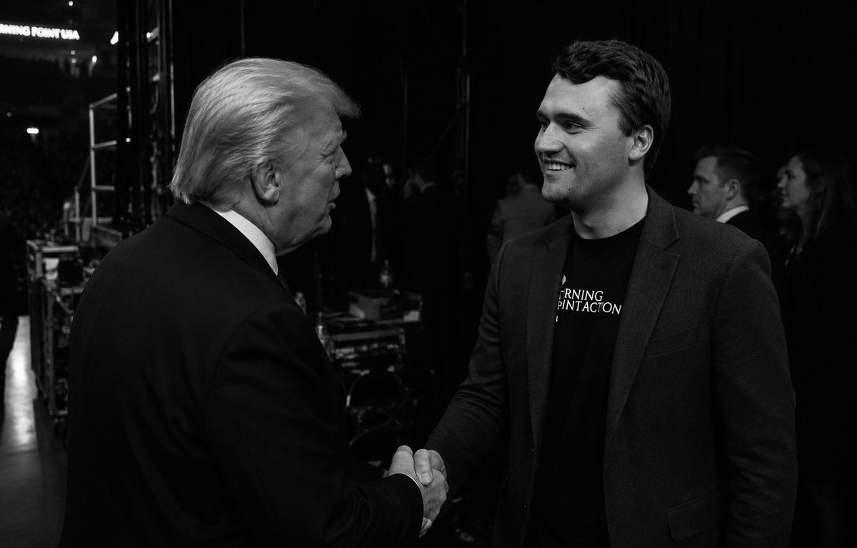 c_murchison92's tweet photo. The White House has shared a new photo of President Donald Trump with Charlie Kirk from an event in 2019. He is still missed everyday. https://t.co/qcdFPTgMyd
