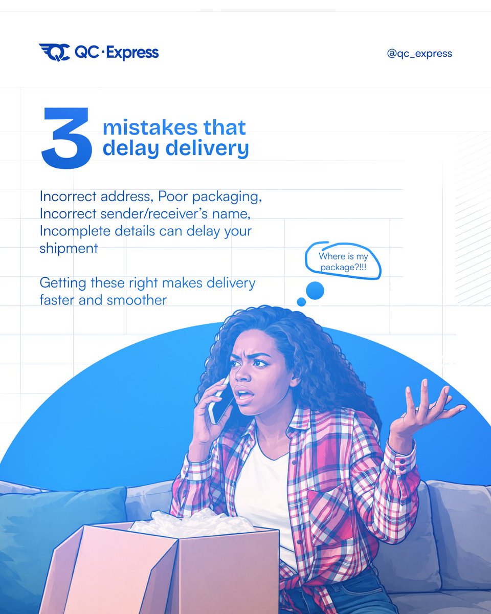 qc_express's tweet photo. Sometimes delivery delays aren’t as random as they seem 
A few small oversights can slow things down more than you’d expect. https://t.co/Vuk9qSKtP7
